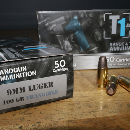 9 MM Luger 100 GR Frangible ammunition